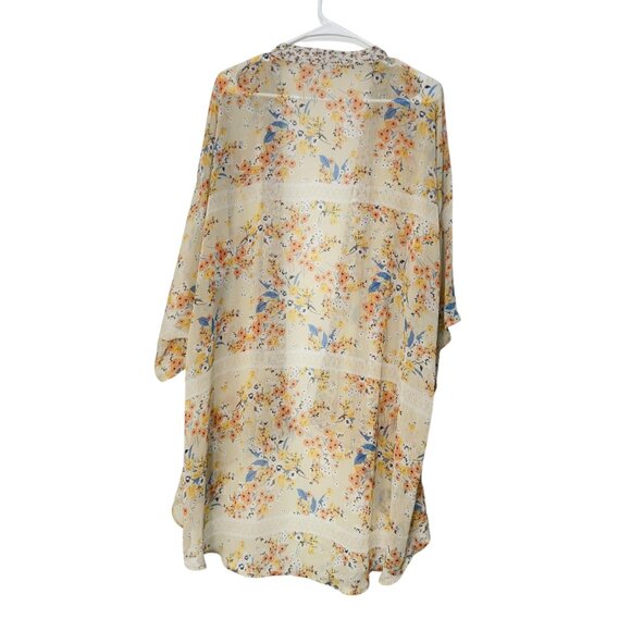 Band Of Gypsies Women Open Front Floral Kimono Cardigan SZ XS/S 100% Polyester - Picture 9 of 11